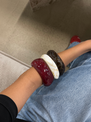 3-PAK ARMBÅND - OFFWHITE/WINE/BROWN