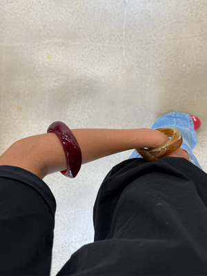 2-PAK ARMBÅND - BORDEAUX/GOLDEN BROWN