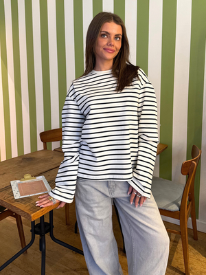 MYNTE STRIPE TEE - WHITE/NAVY