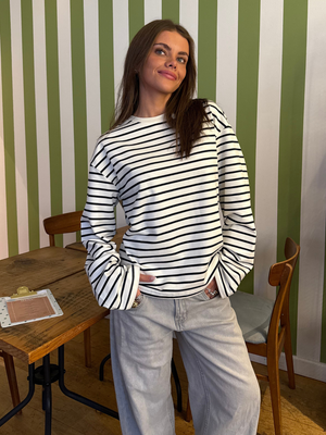 MYNTE STRIPE TEE - WHITE/NAVY