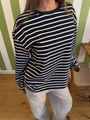 MYNTE STRIPE TEE - NAVY/WHITE