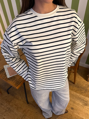 MYNTE STRIPE TEE - WHITE/NAVY