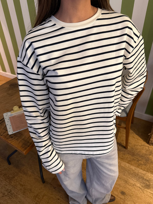MYNTE STRIPE TEE - WHITE/NAVY