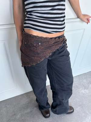 NAINA LACE HIP SCARF - HOT FUDGE