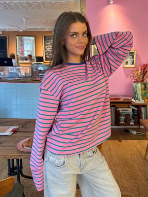 MYNTE STRIPE TEE - PINK/GREEN