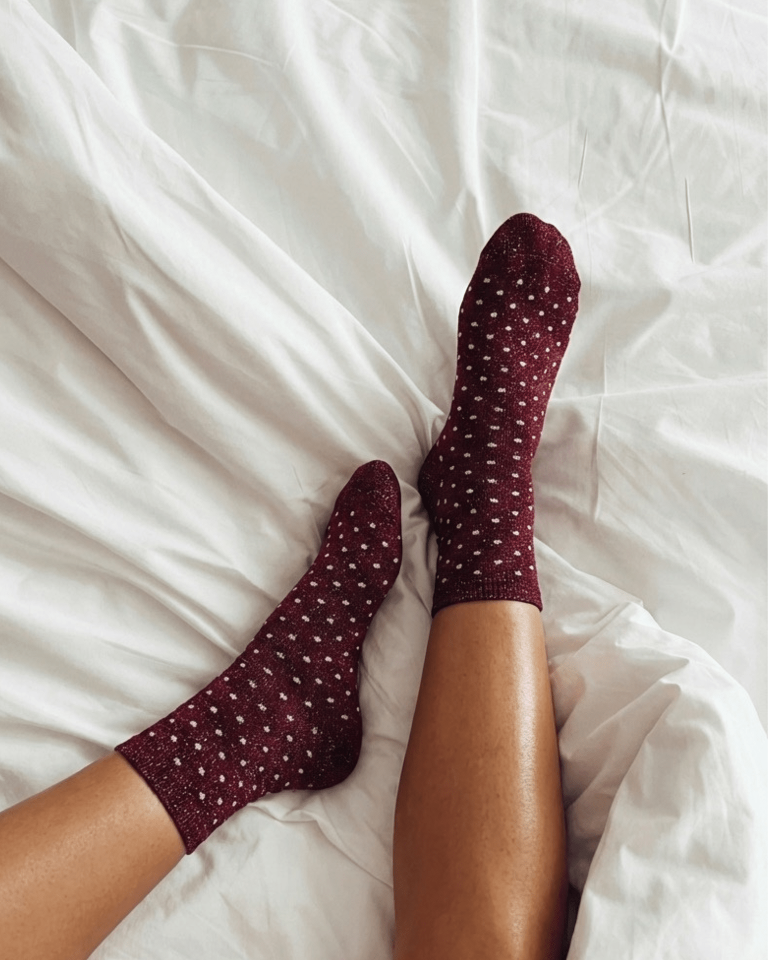 SEBBY GLITTER SOCKS - TAWNEY PORT DOTS