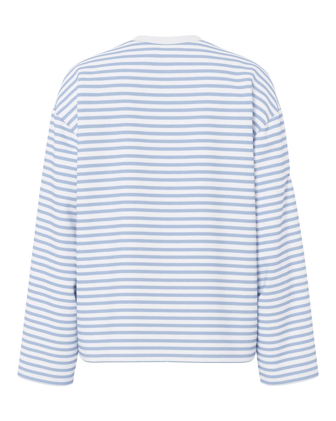 SADIE STRIPE TEE LS - CLOUD DANCER / CASHMERE BLUE