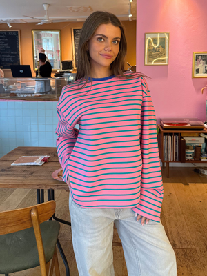 MYNTE STRIPE TEE - PINK/GREEN