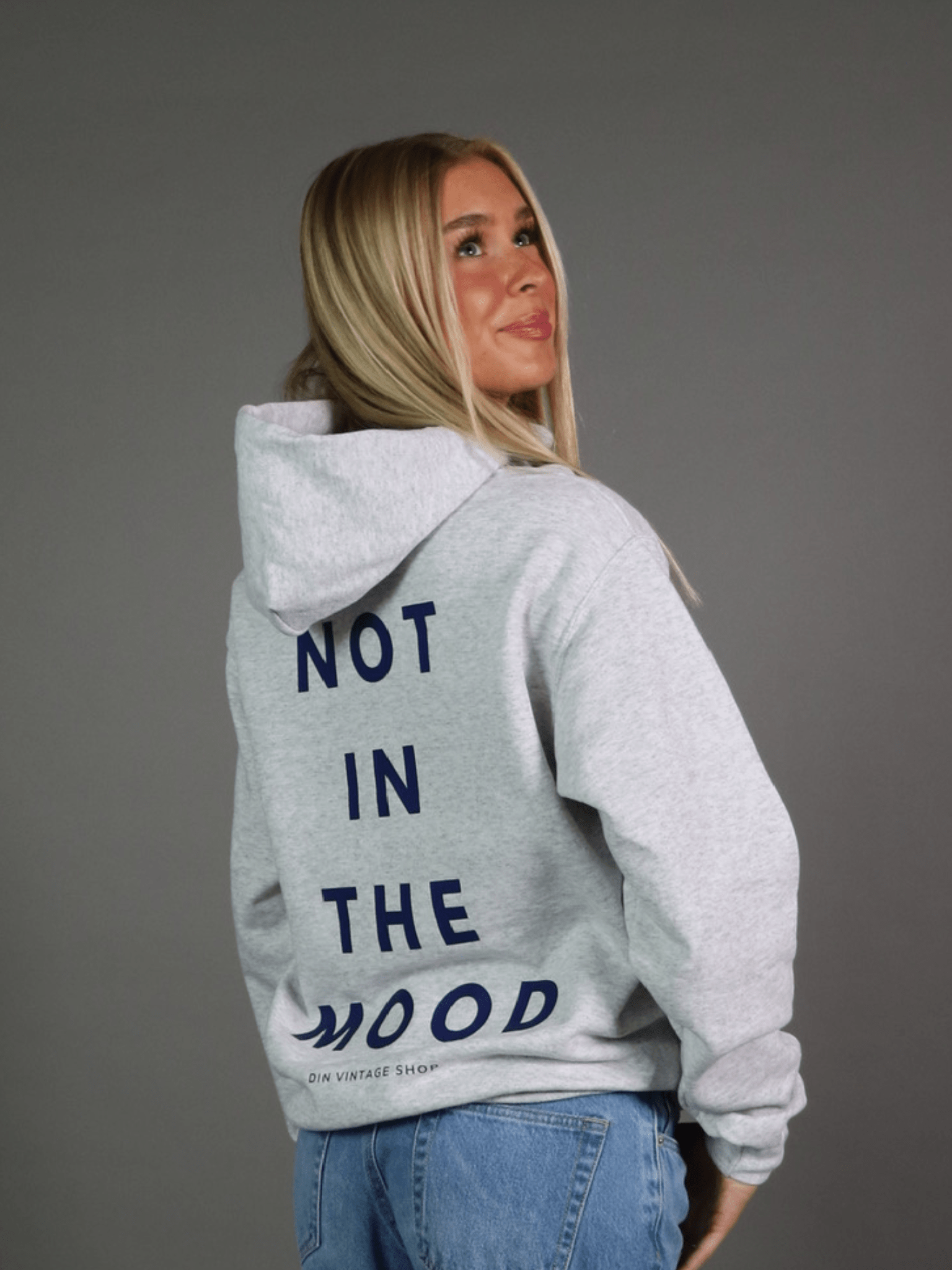 NOT IN THE MOOD Hoodie (Rückendruck) - GRAU