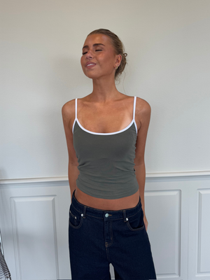 NADIA TANK TOP - ARMY / WHITE