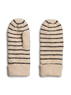 NORMA STRIPE MITTENS - SILVER/HOT FUDGE