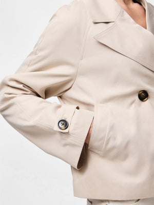 SCARLETT LS SHORT TRENCHCOAT - SILVER GRAY