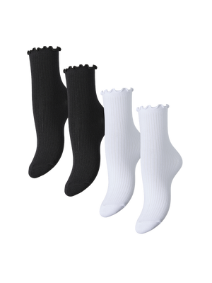 AFIA STRØMPER - 4 PACK BLACK+WHITE