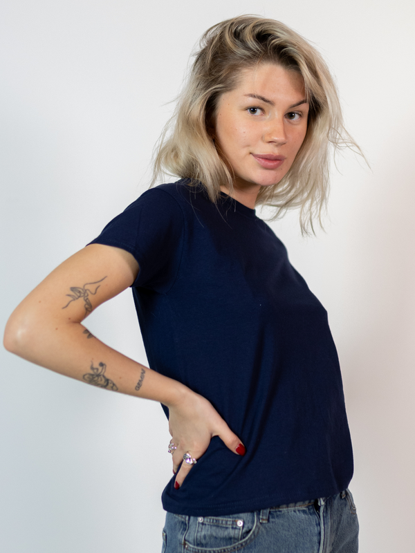 DISCO KUGLE (sort), BABY TEE - HVID – Dinvintageshop