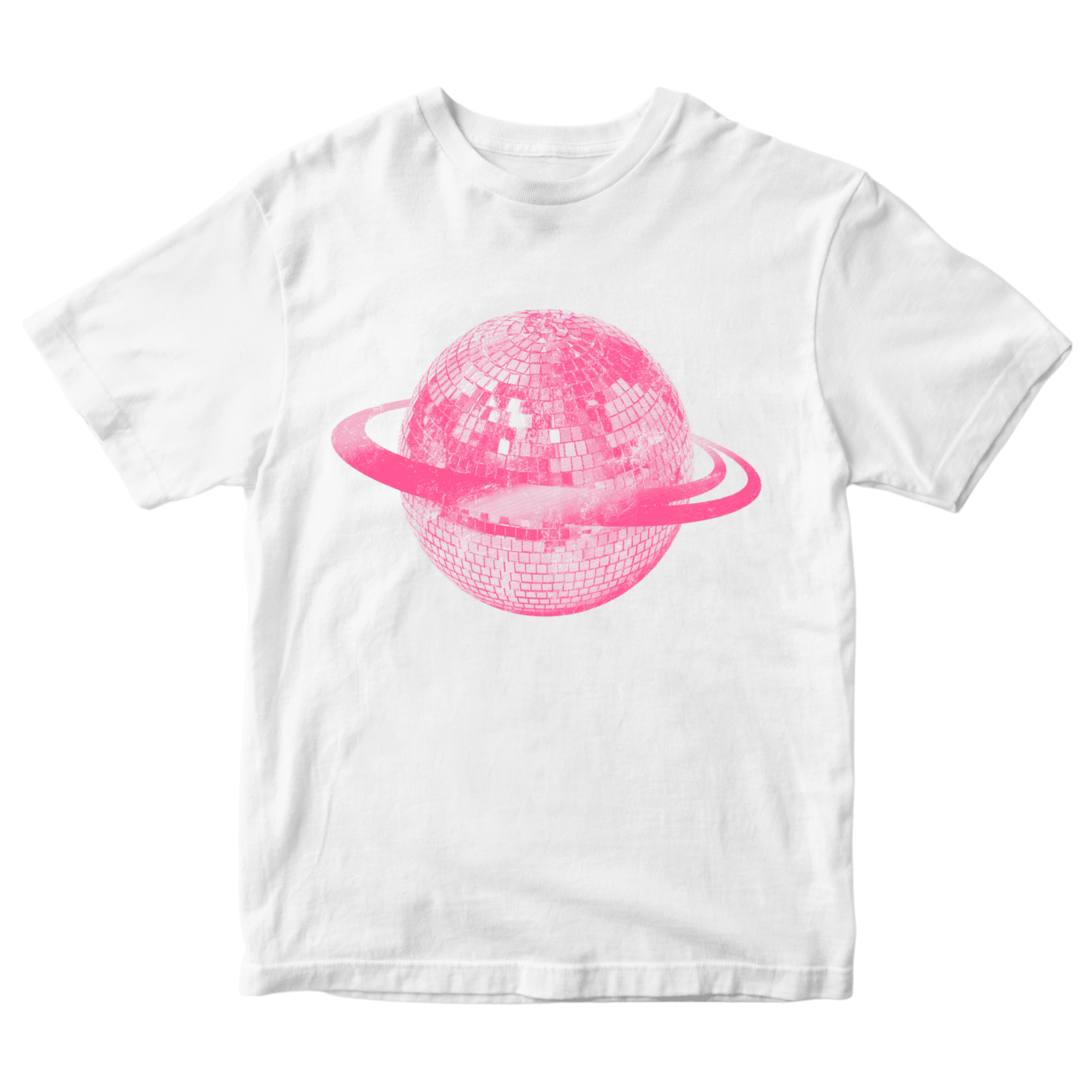 PLANET DISCO (pink), BABY TEE - WHITE