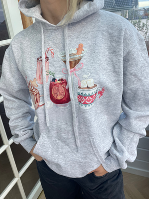 FESTIVE DRINKS HOODIE - GRÅ