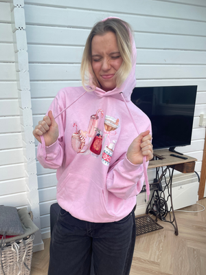 FESTIVE DRINKS HOODIE - LYSERØD