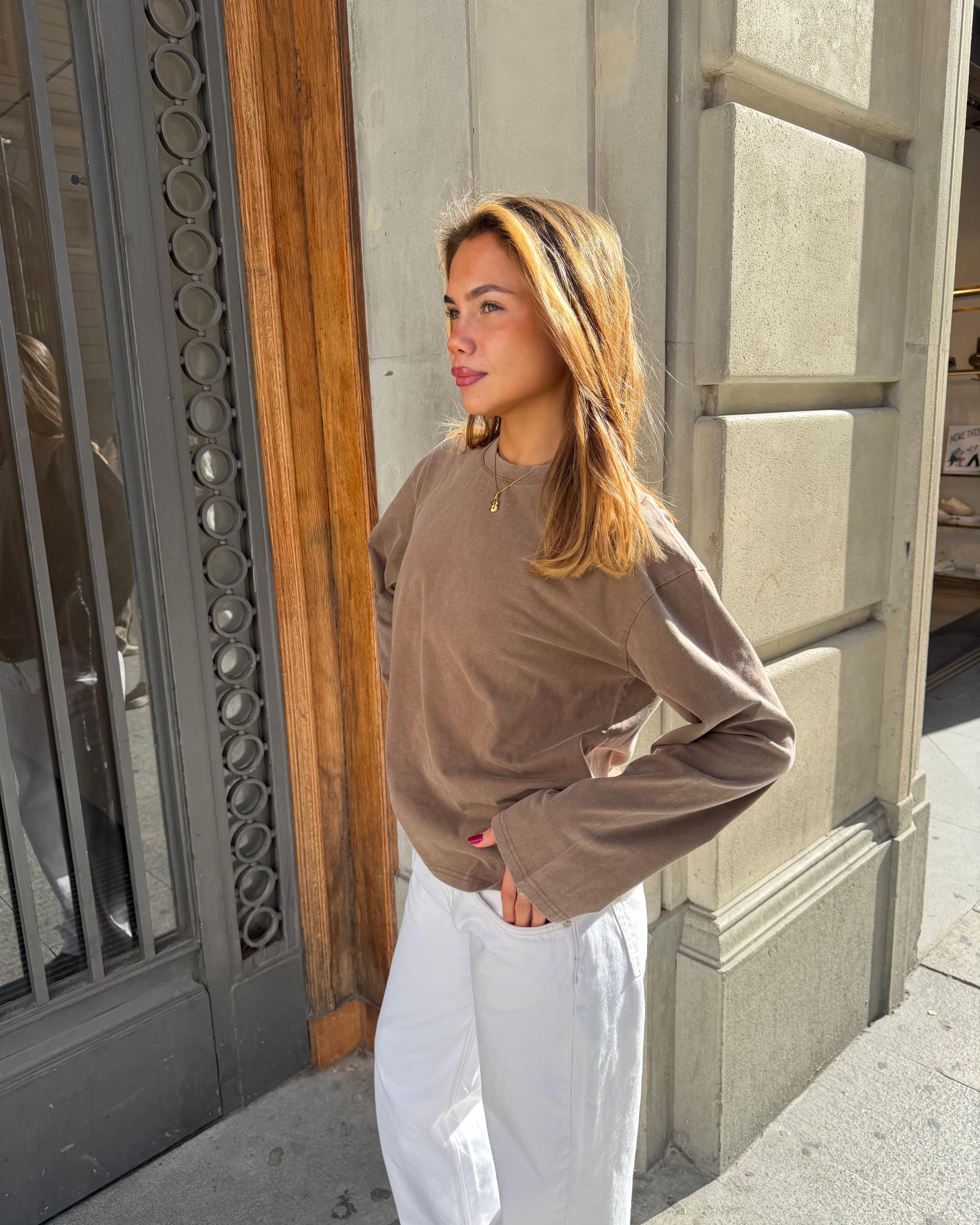 MYNTE WASHED TEE - BROWN - Dinvintageshop