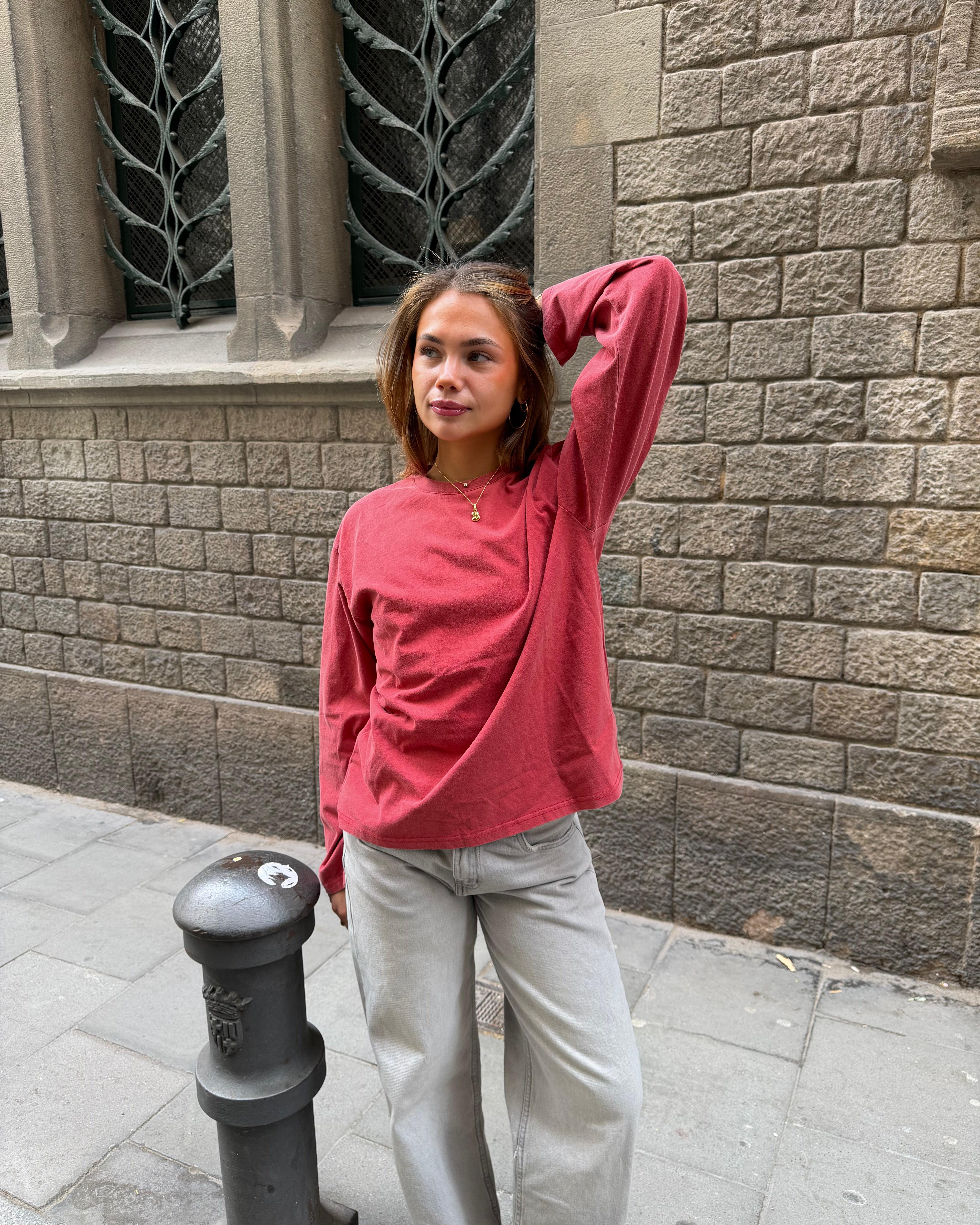 MYNTE WASHED TEE - WINE RED - Dinvintageshop