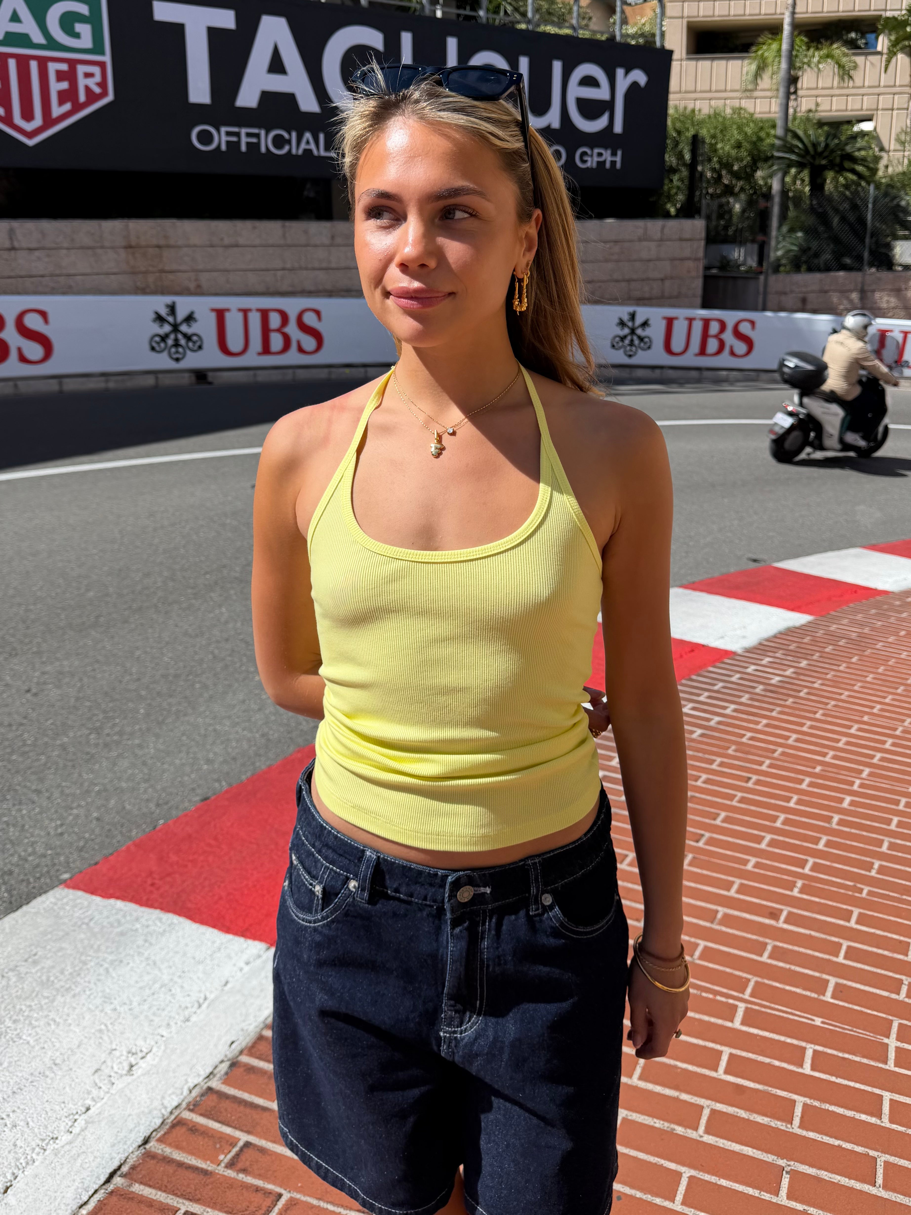LINE HALTERNECK TOP - BUTTER YELLOW