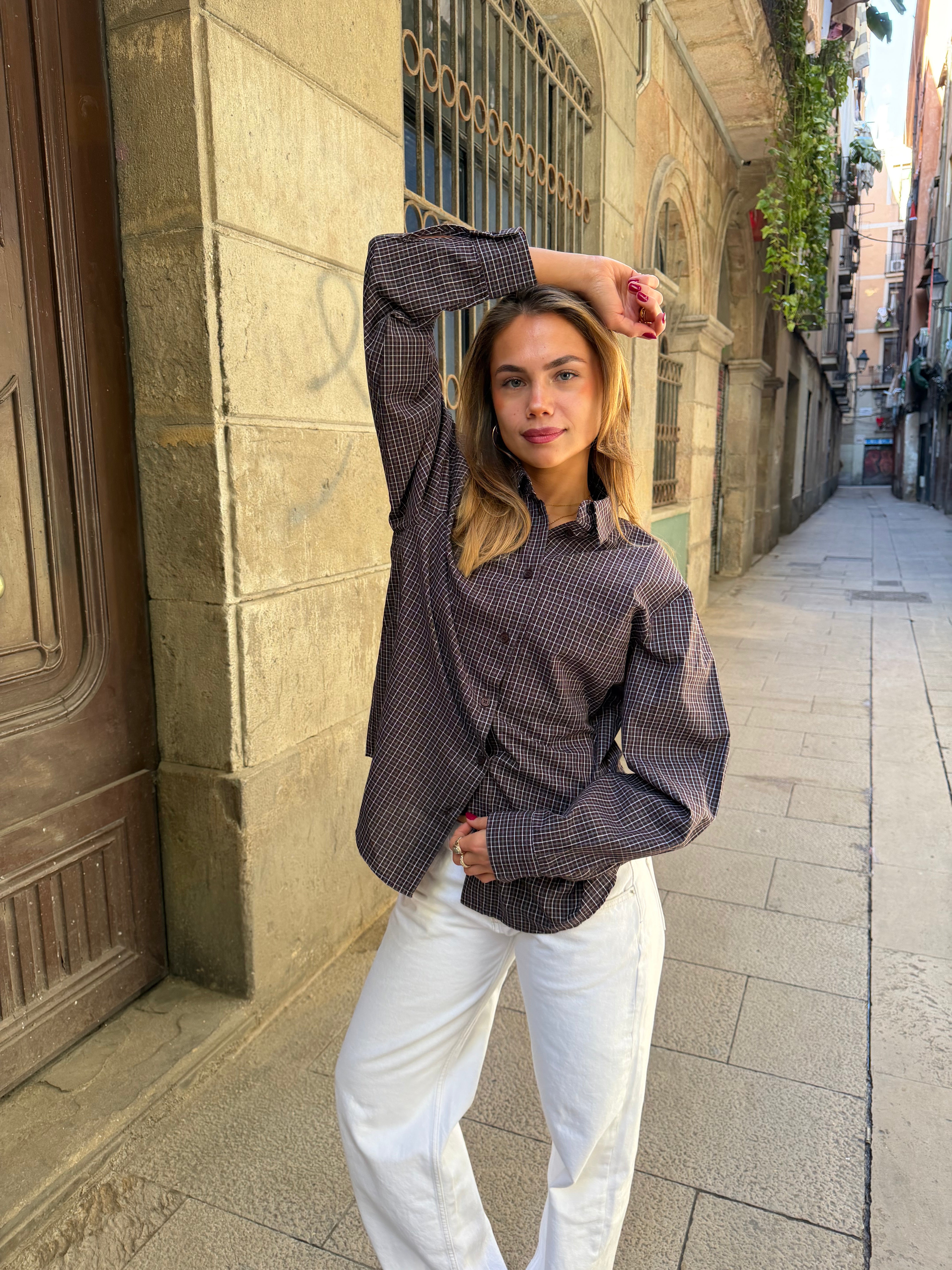 NEO BOXFIT SHIRT - DK BROWN CHECK