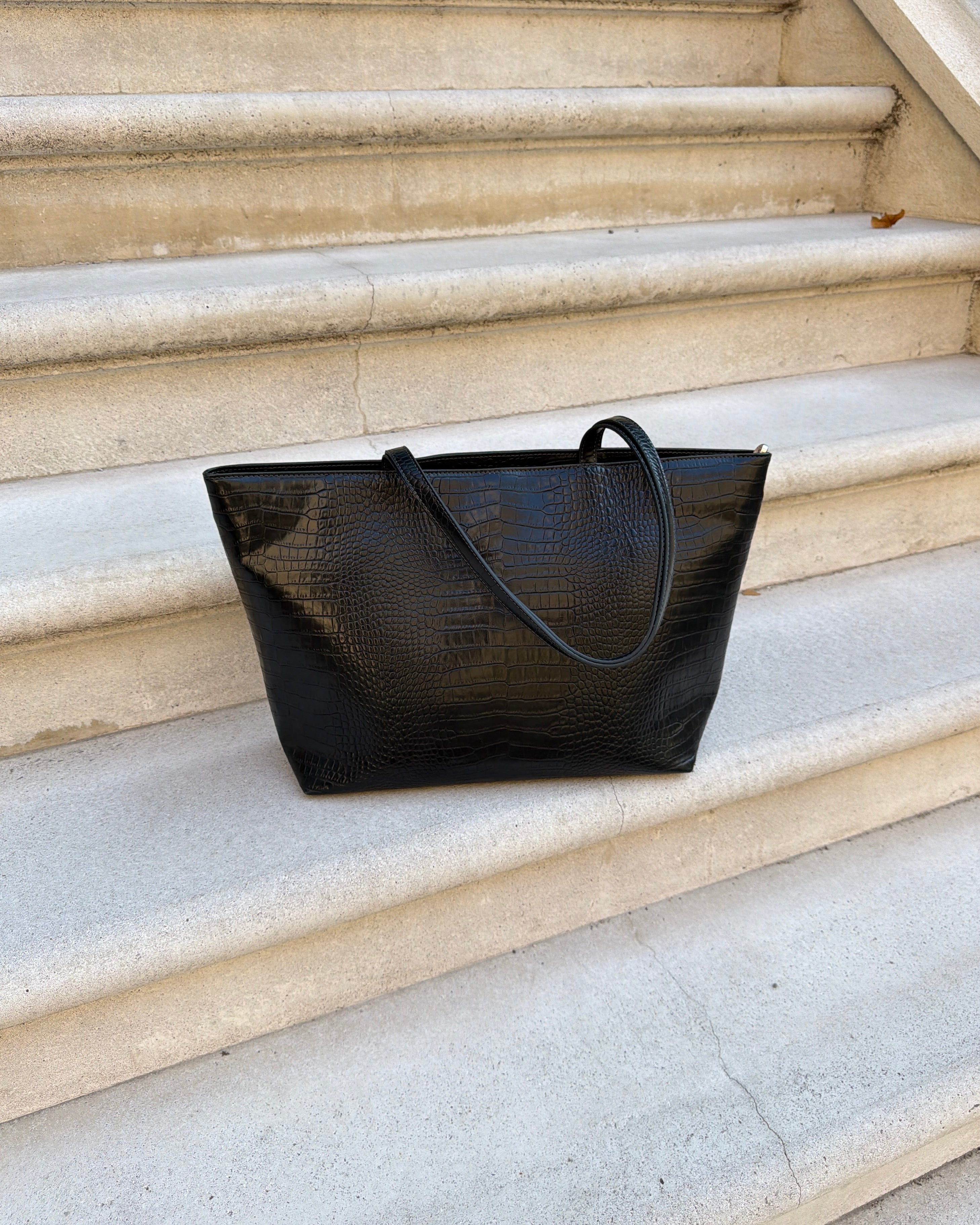 AMY CROC BAG - BLACK