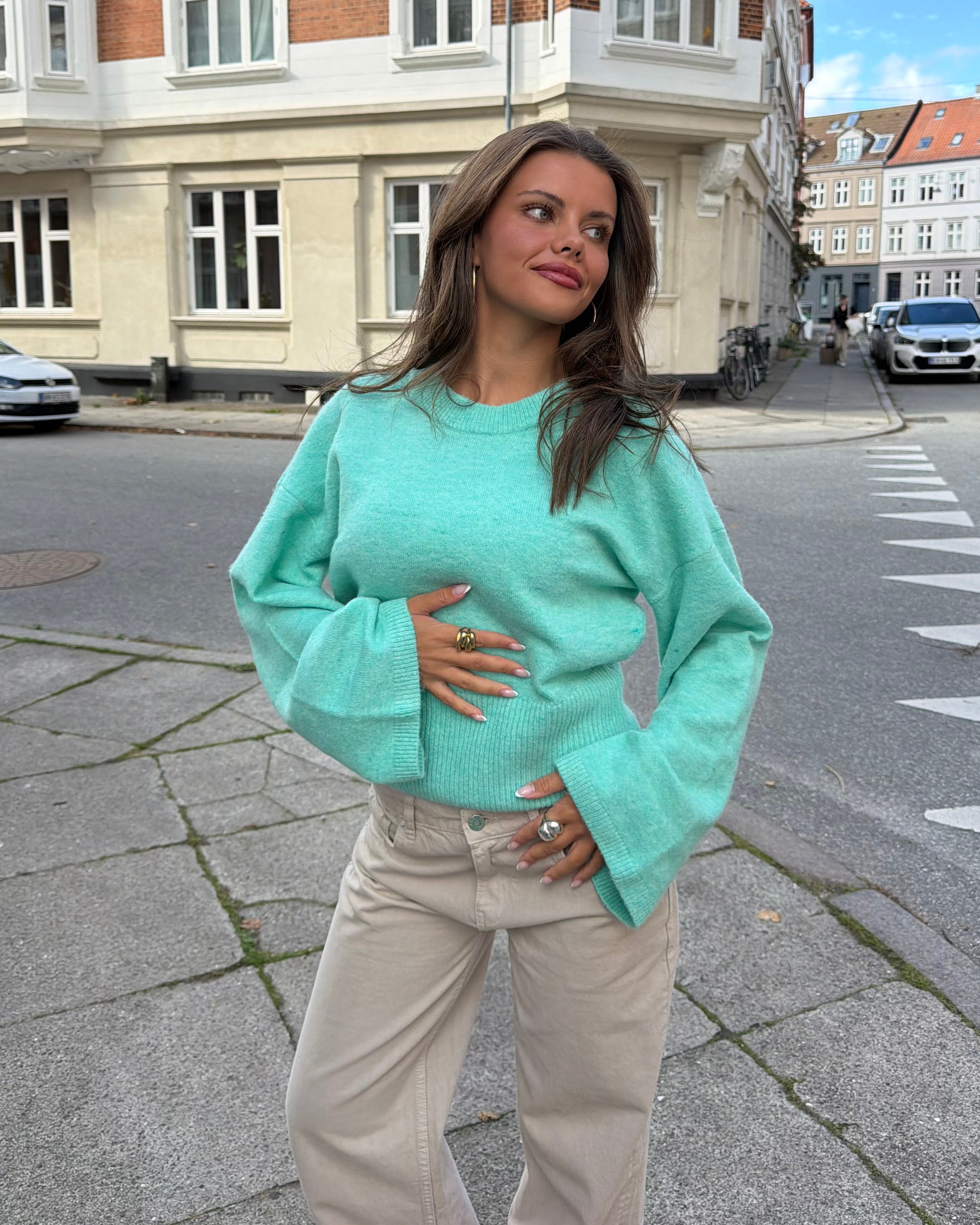 ELLEN ANGEL SLEEVE KNIT - TURQUOISE