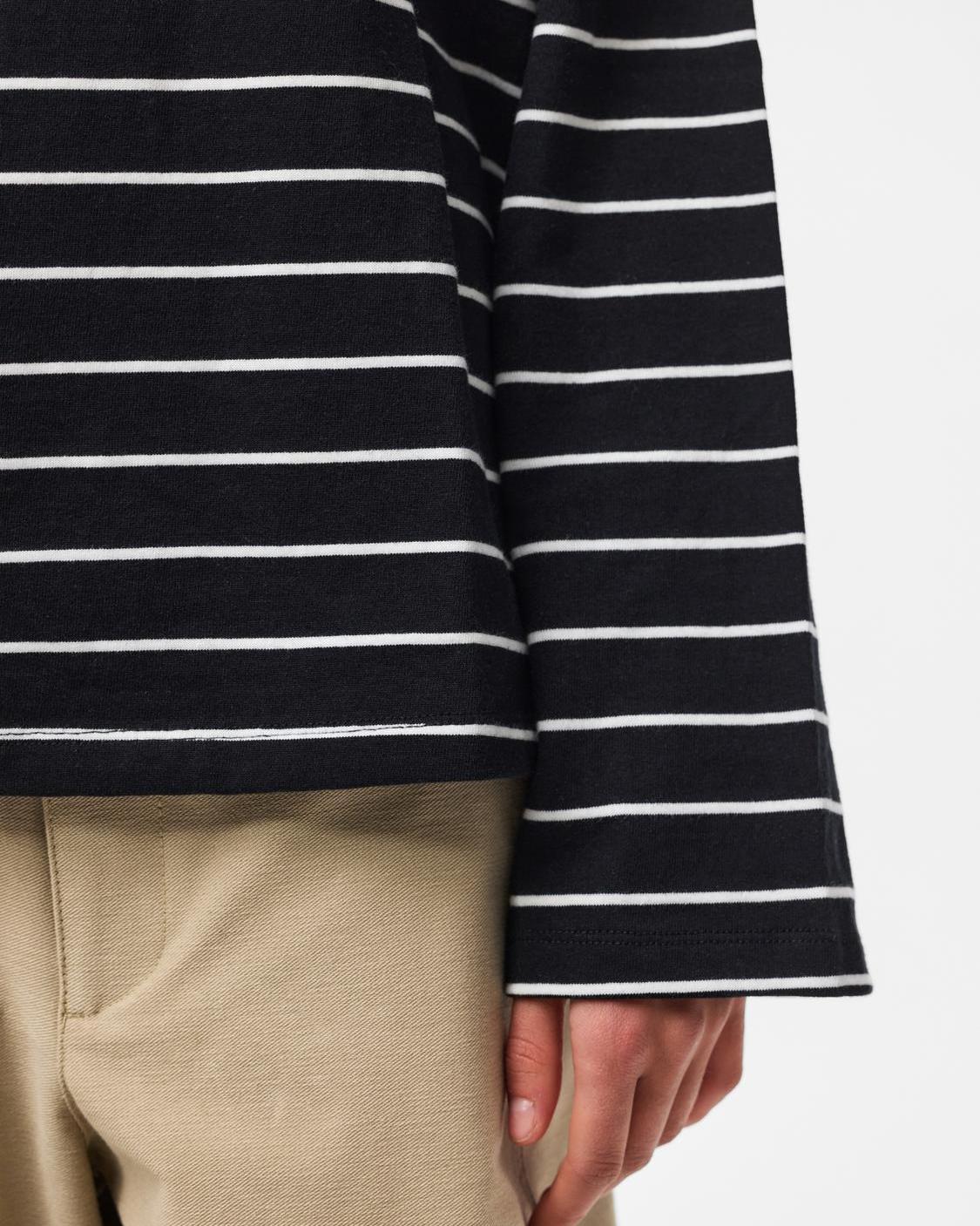 SADIE STRIPE TEE LS - BLACK/CLOUD DANCER