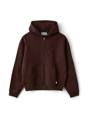 OVERSIZED ZIP HOODIE - BROWN