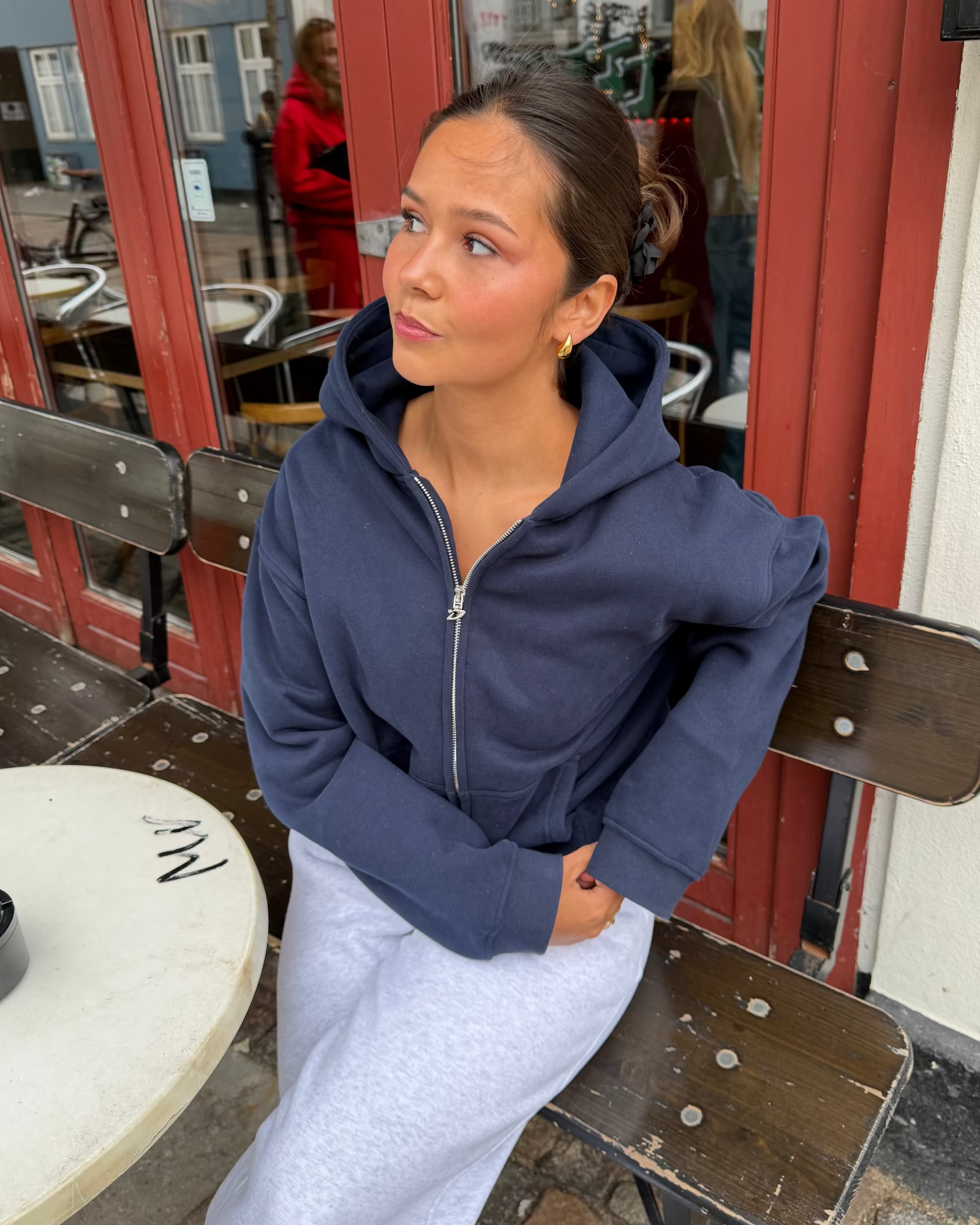 Oversize-Hoodie mit Reißverschluss – Marineblau