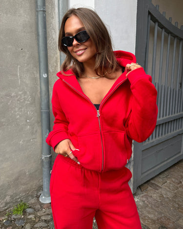 OVERSIZED ZIP HOODIE - RED