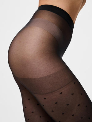NEW NIKOLINE 20 DEN STRØMPEBUKSER - BLACK DOT