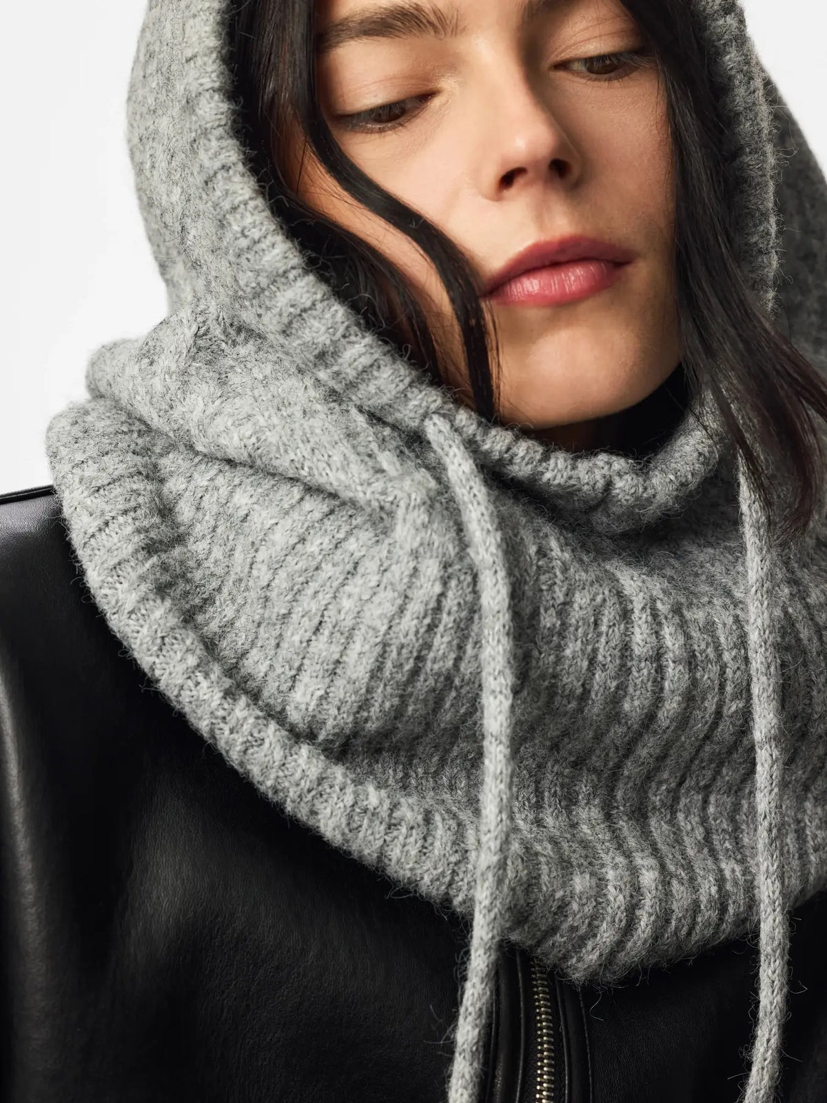 NAMBI CABLE BALACLAVA - LIGHT GREY MELANGE