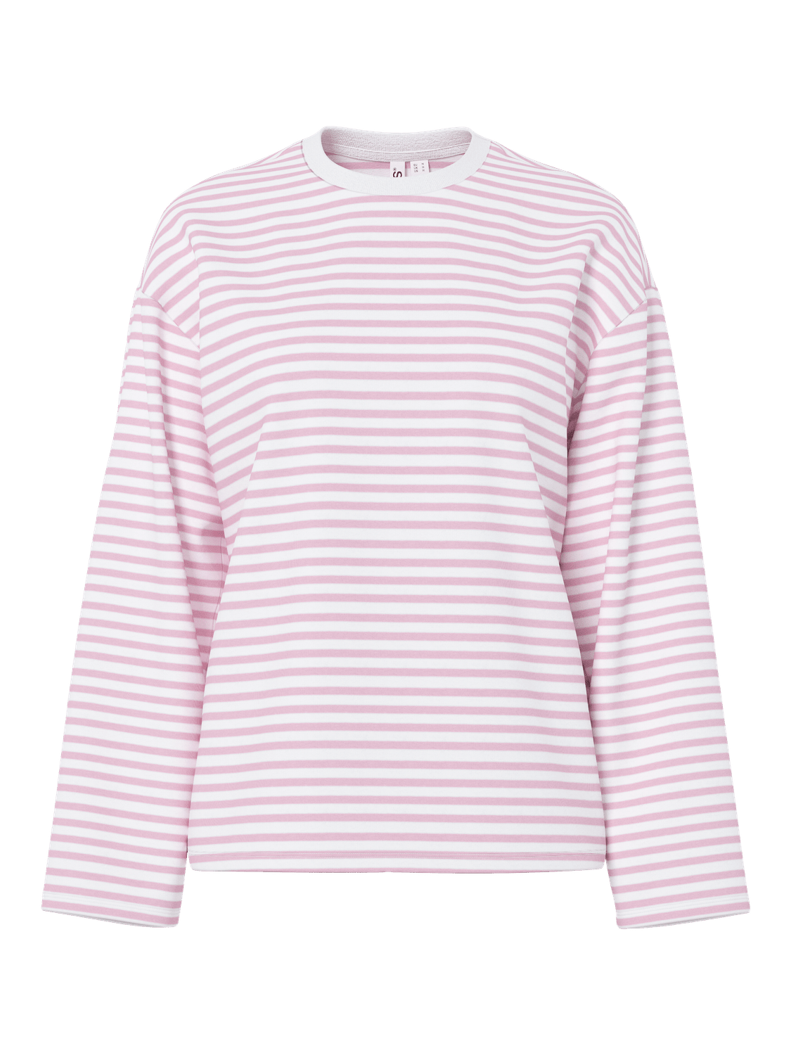 SADIE STRIPE TEE LS - BRIGHT WHITE/ROSEATE SPOONBILL
