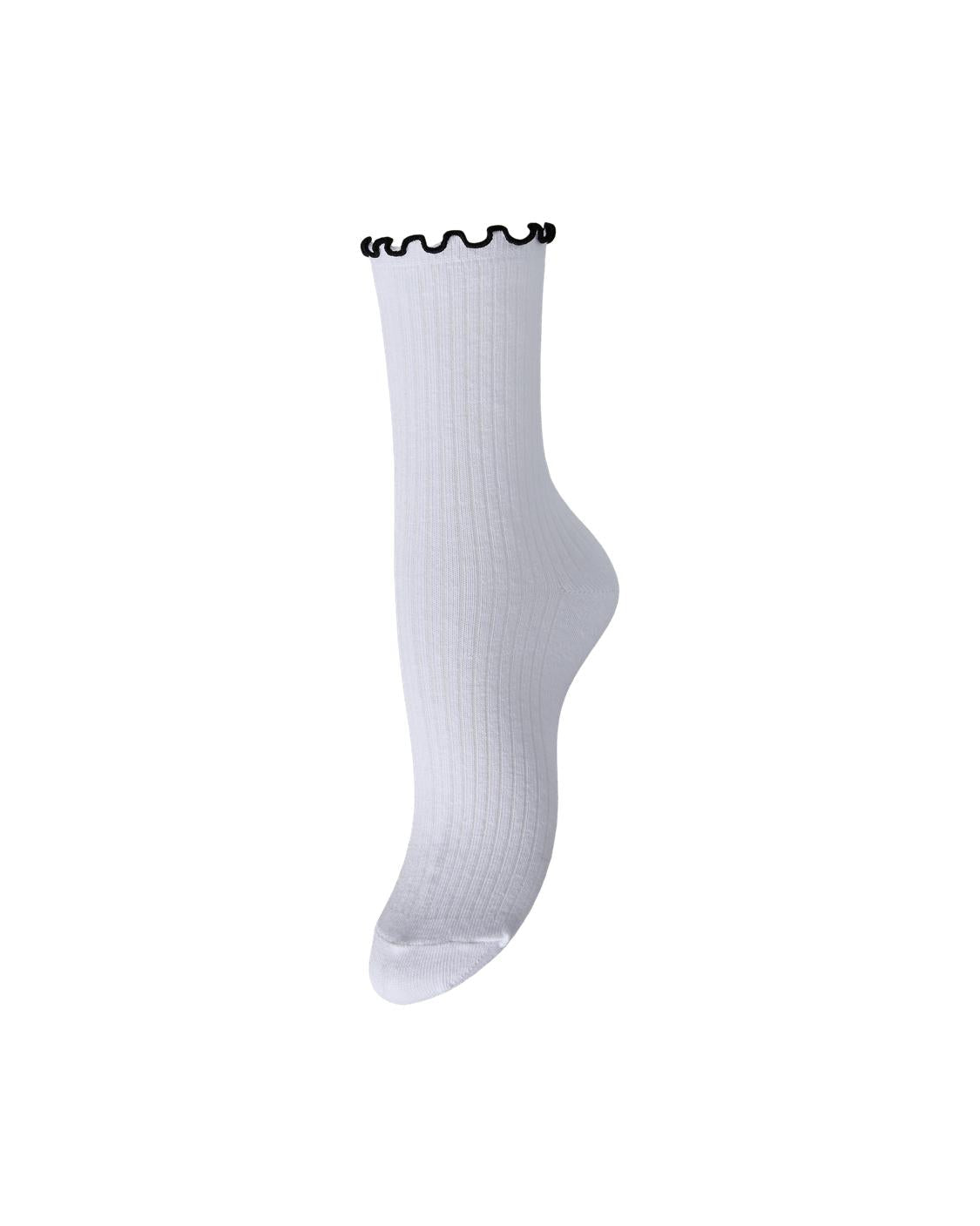 AFIA CONTRAST STRØMPER - BRIGHT WHITE / BLACK