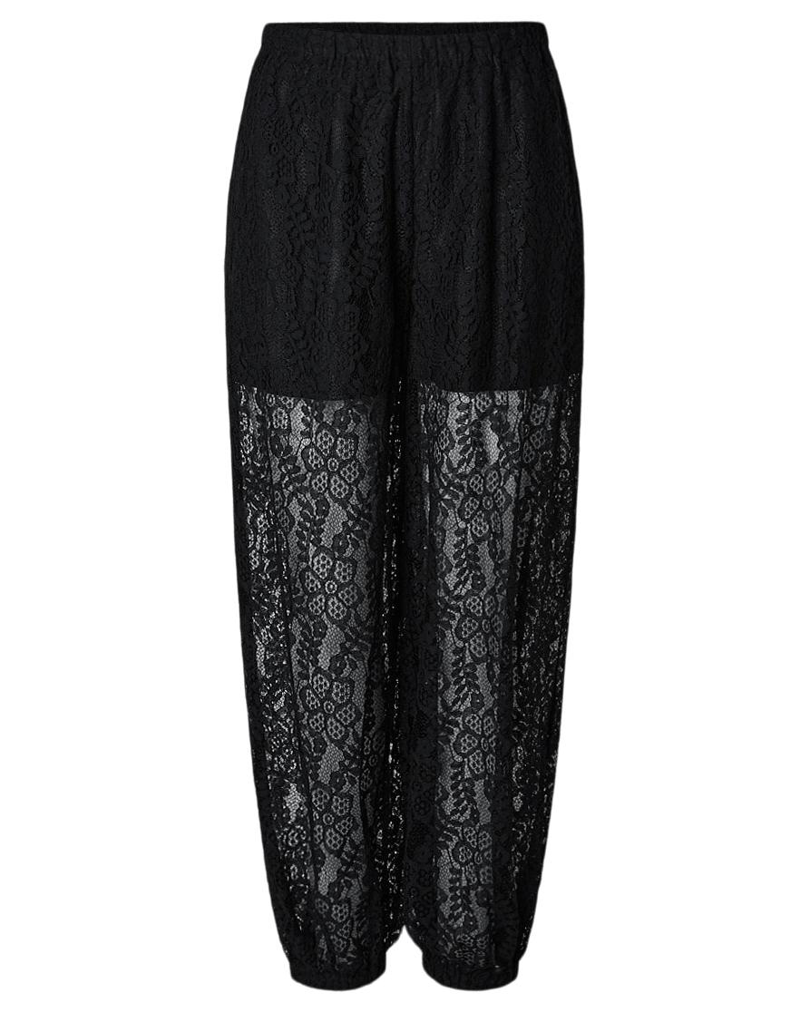 ALINE BALLOON LACE PANTS - Black