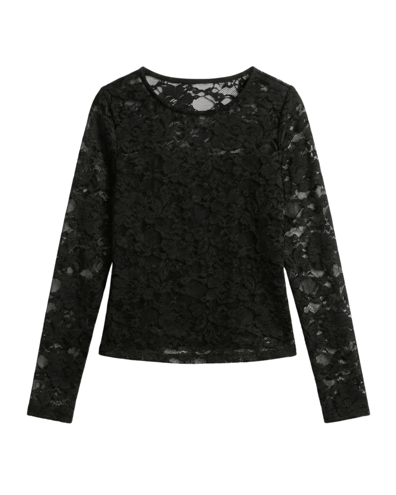 ALIX LACE TOP - BLACK
