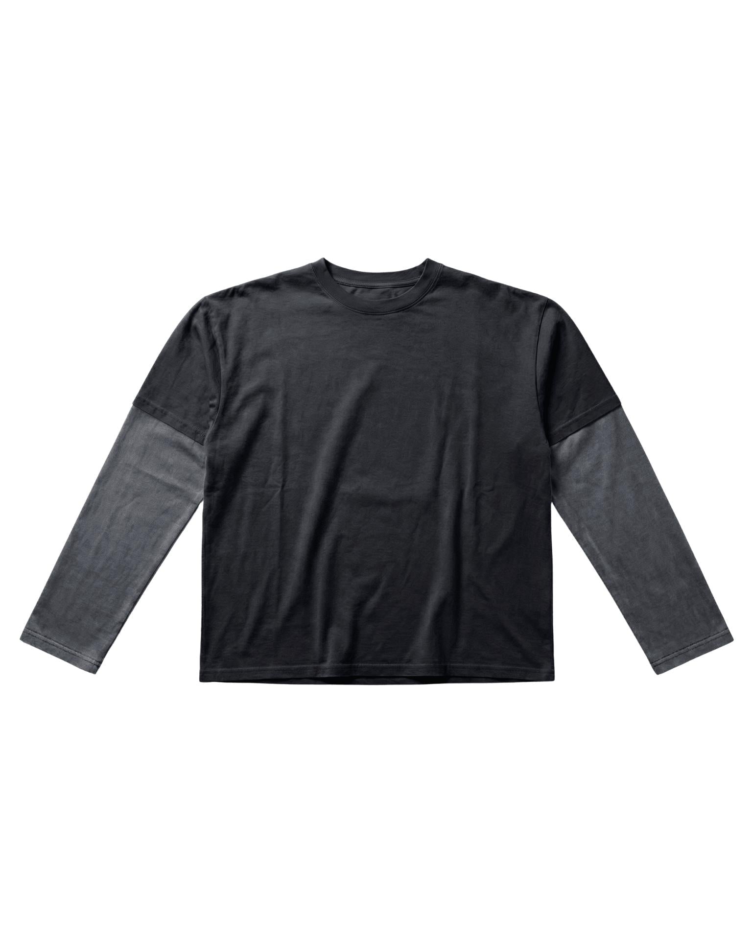 ALVIA LAYERED TEE - DK GREY / WASHED BLACK