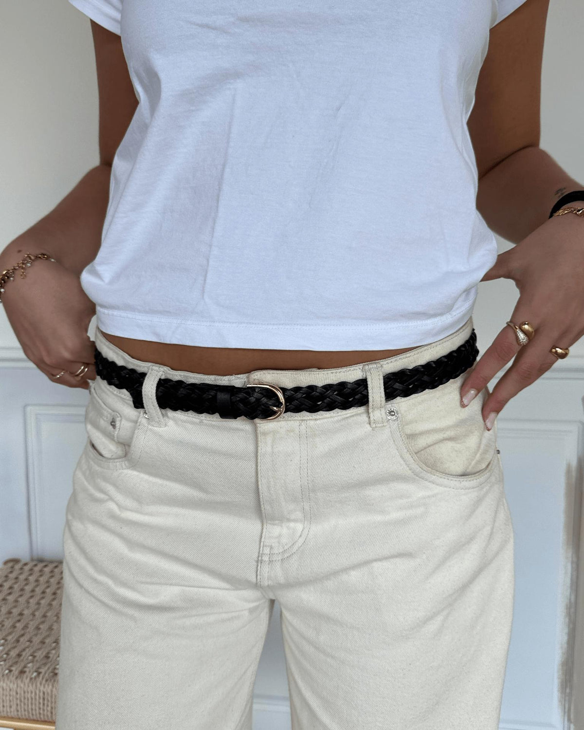 AVERY BRAIDED BELT - BLACK