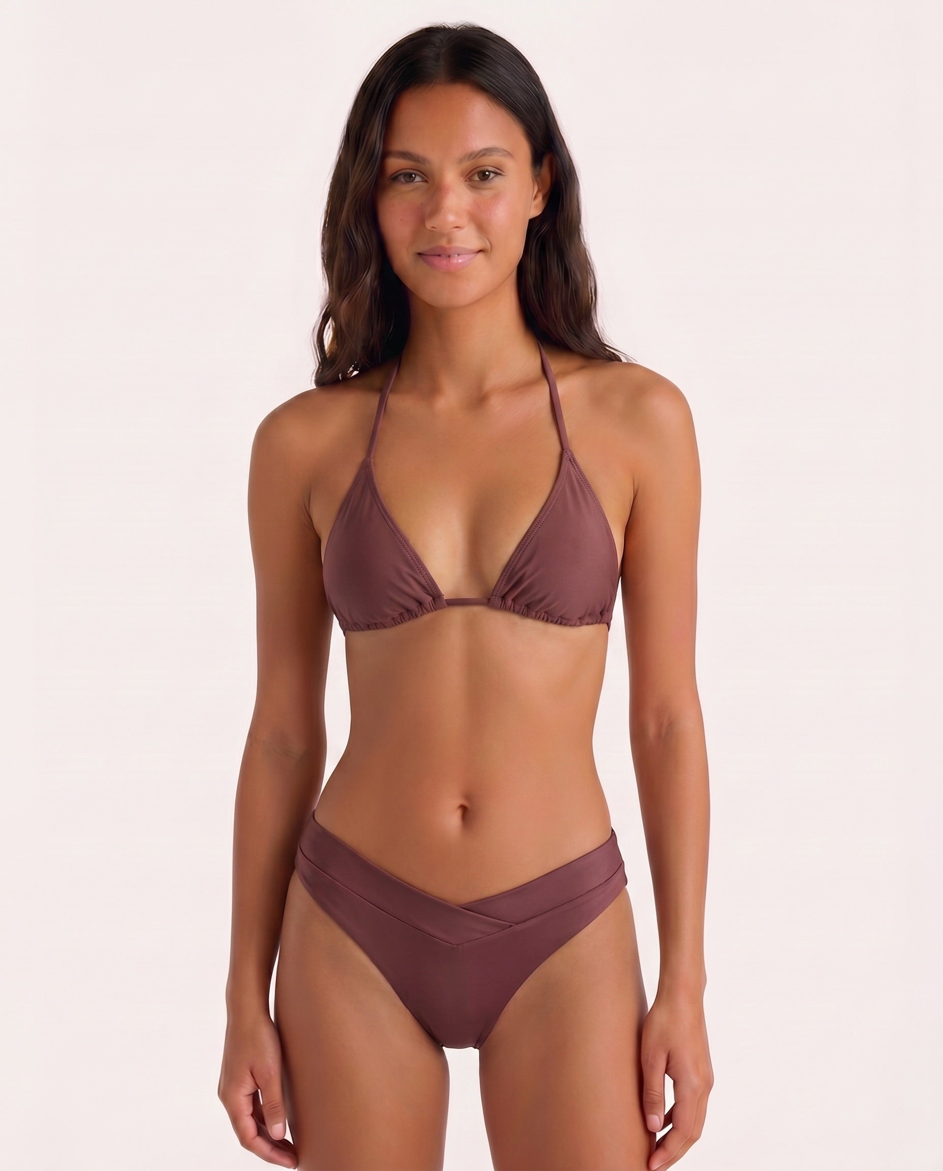 BAOMI V SHAPE MINI BRAZIL BIKINI TRUSSE - MAHOGANY - Dinvintageshop