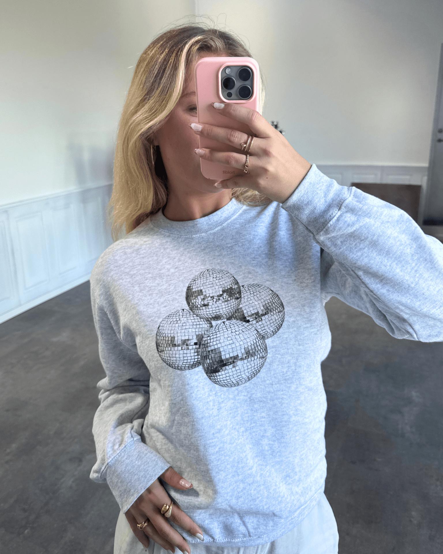 DISCO KUGLE (black) SWEATSHIRT - GREY
