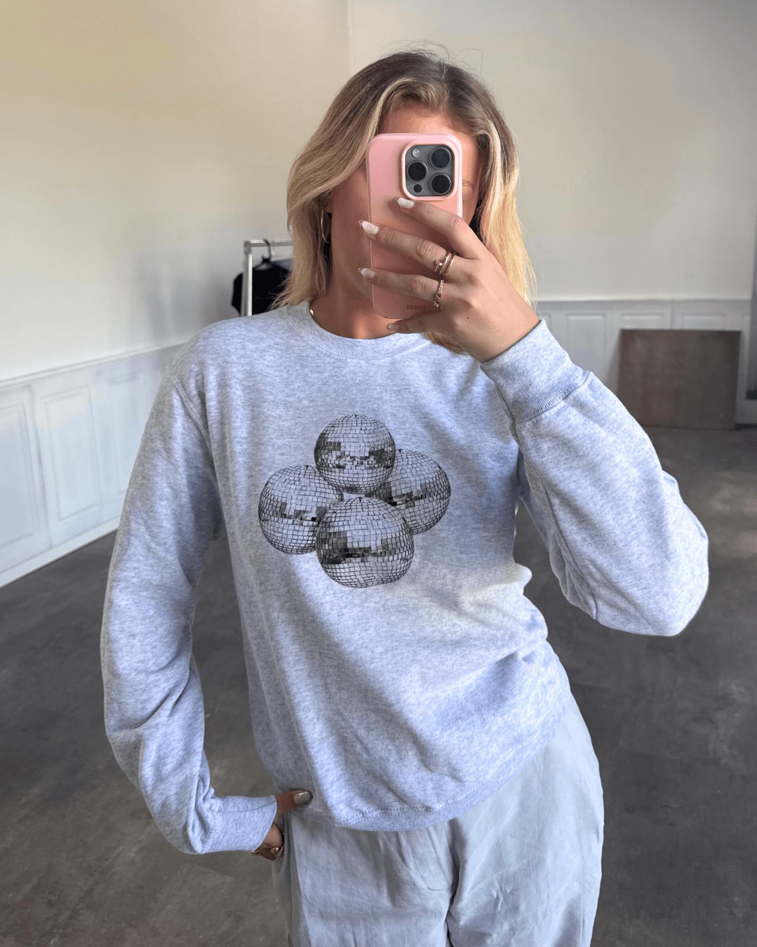 DISCO KUGLE (black) SWEATSHIRT - GREY