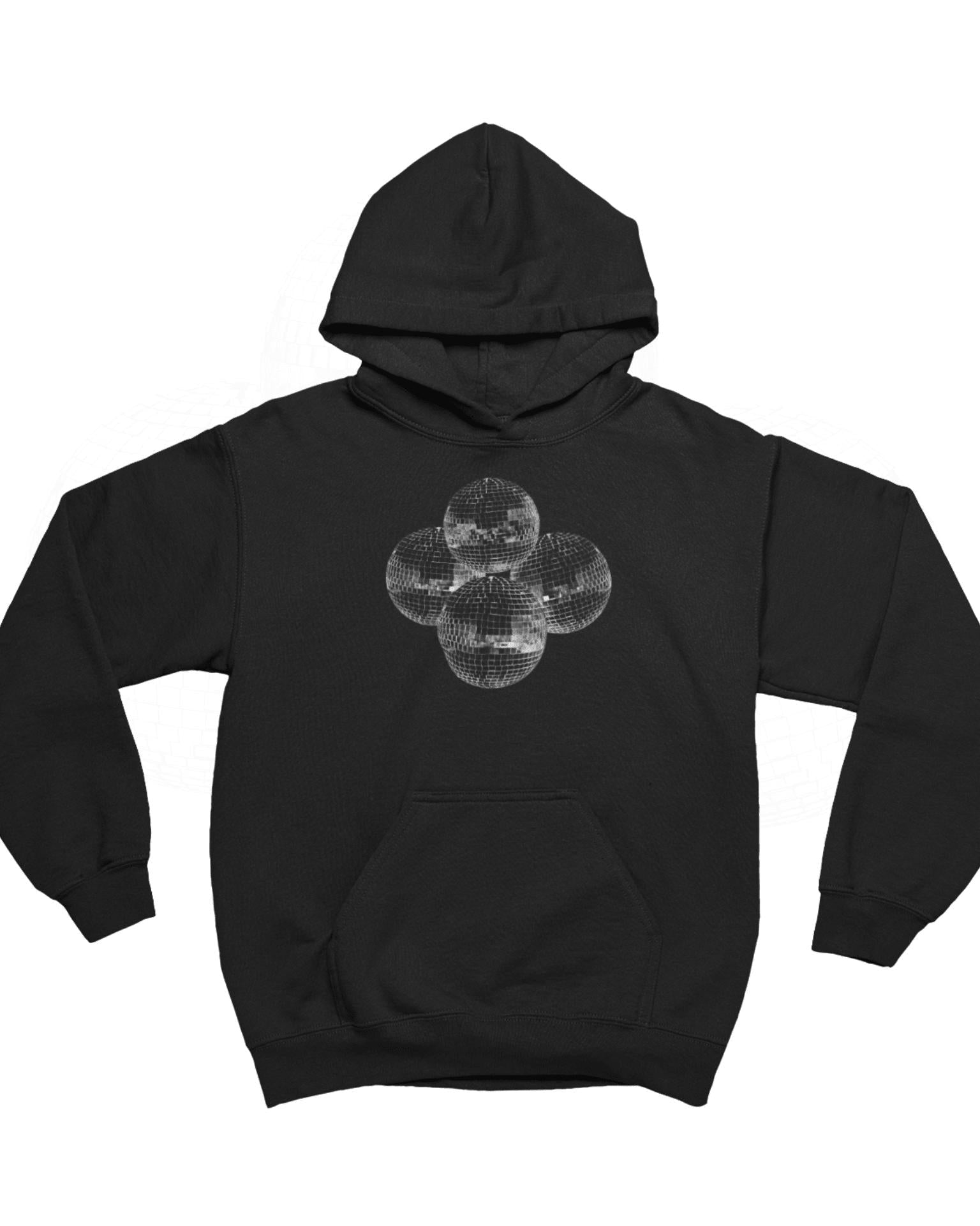 DISCO KUGLE (white) HOODIE - BLACK