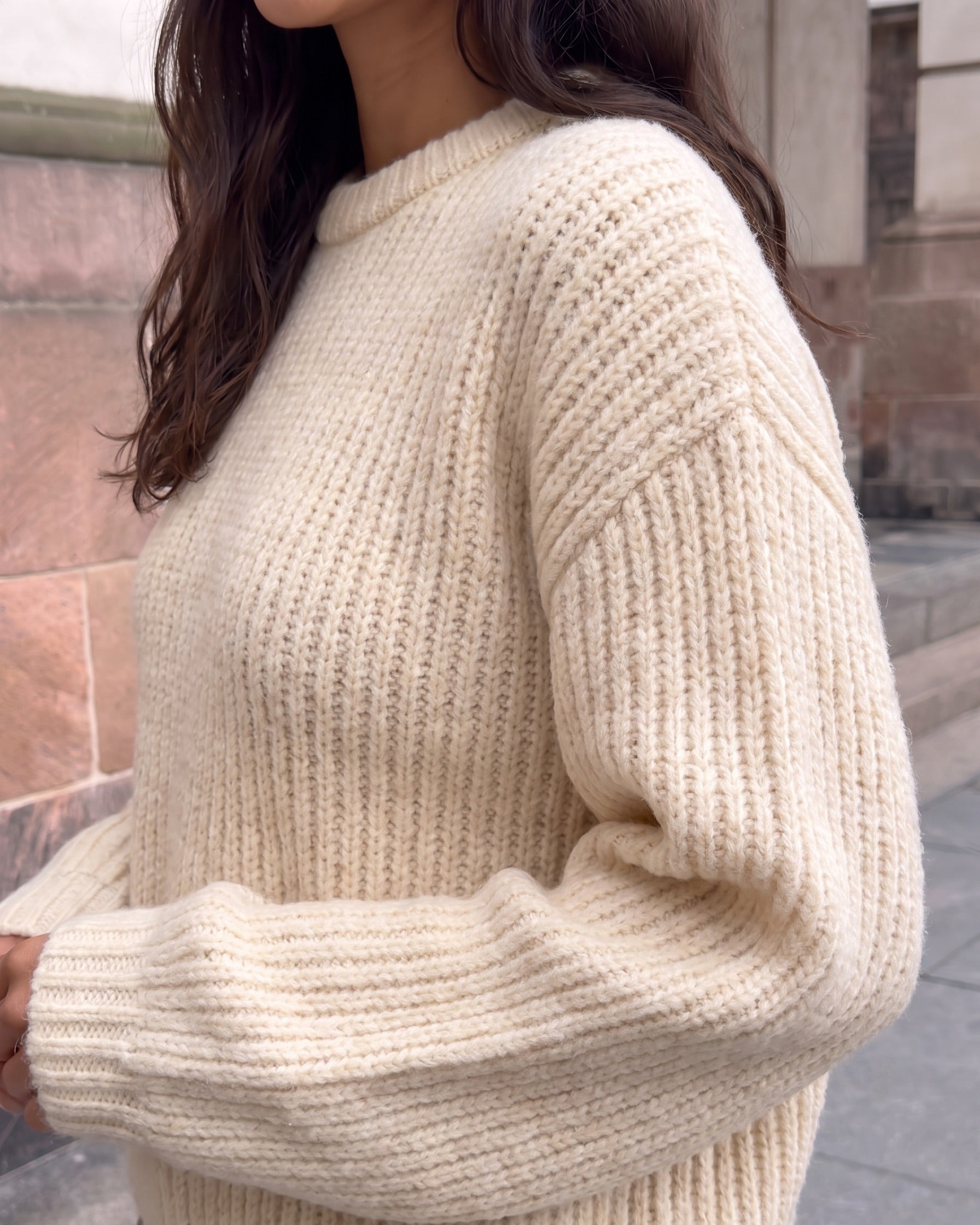 DORTHEA CHUNKY KNIT - FRENCH VANILLA MELANGE - Dinvintageshop