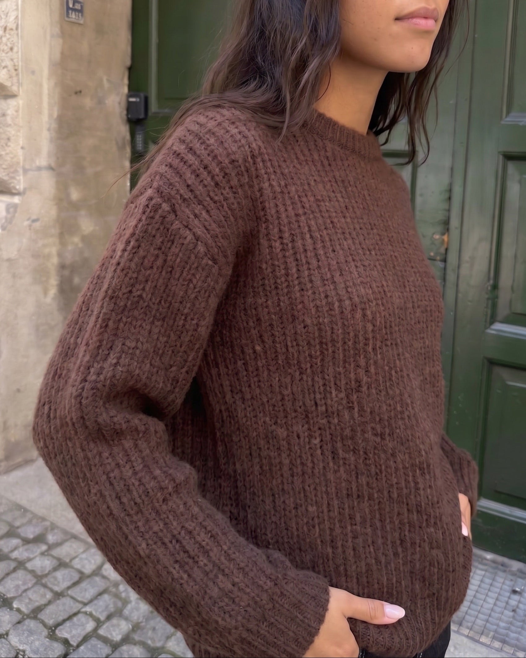 DORTHEA CHUNKY KNIT - HOT FUDGE MELANGE - Dinvintageshop