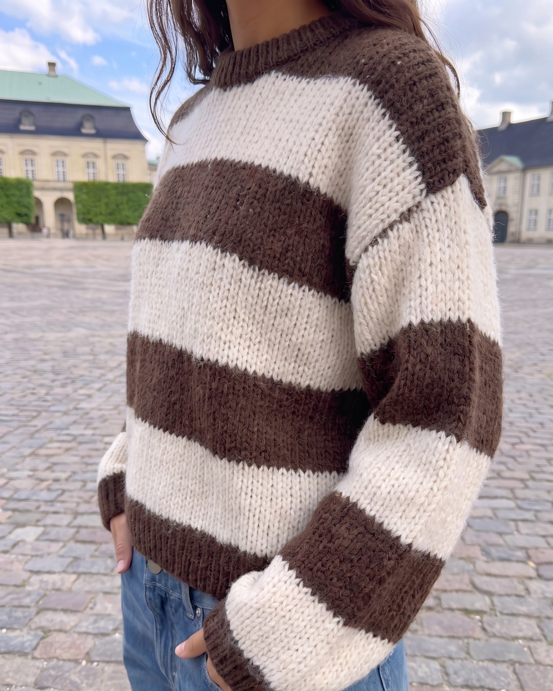 DORTHEA CHUNKY KNIT - HOT FUDGE/COCONUT MILK - Dinvintageshop