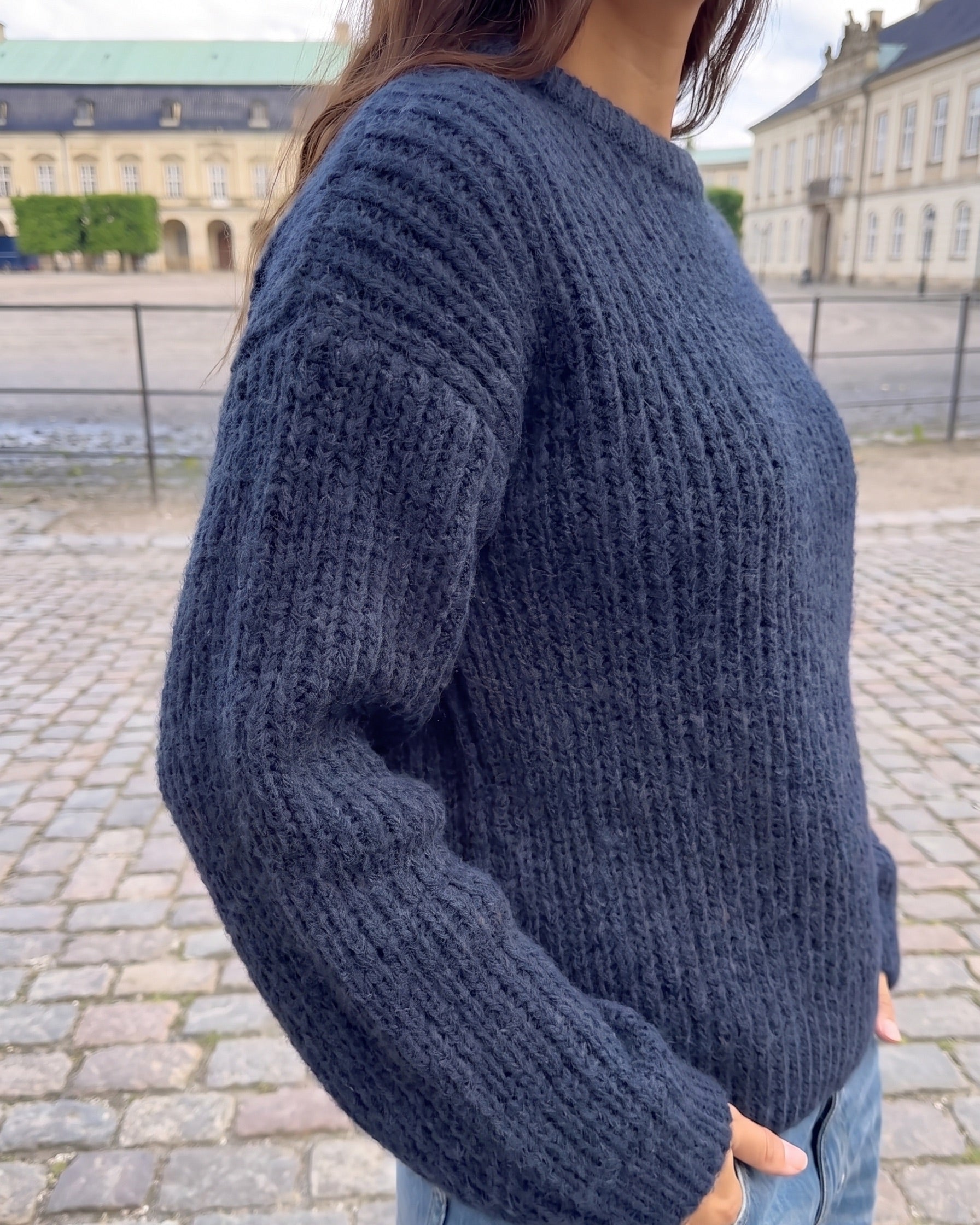 DORTHEA CHUNKY KNIT - MARITIME BLUE MELANGE - Dinvintageshop