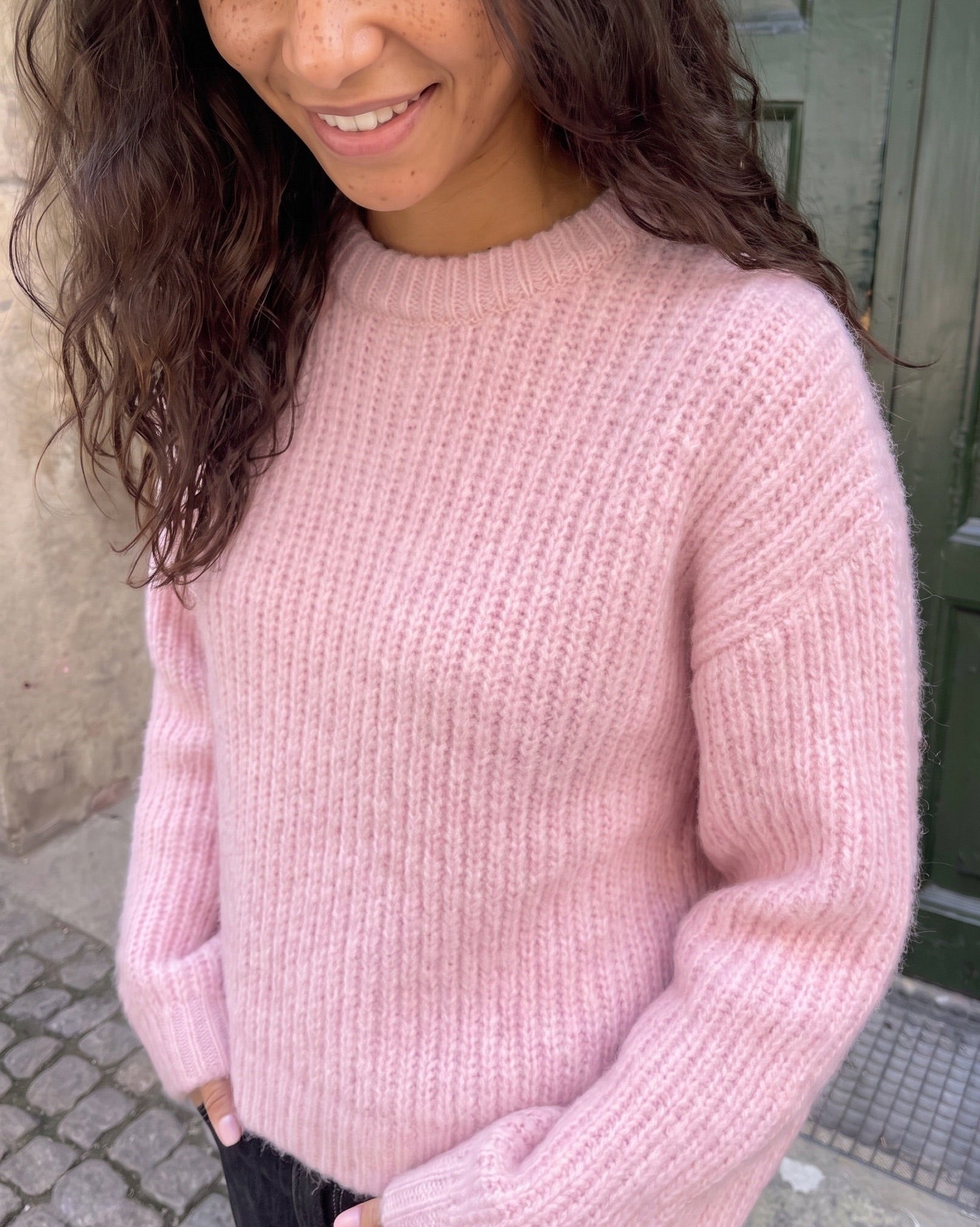 DORTHEA CHUNKY KNIT - ROSEATE SPOONBILL MELANGE - Dinvintageshop