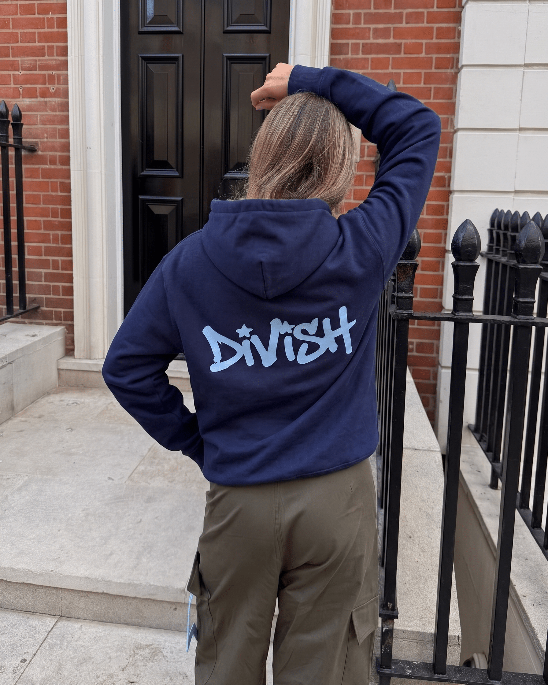 DUA HOODIE (rygprint) - NAVY - Dinvintageshop