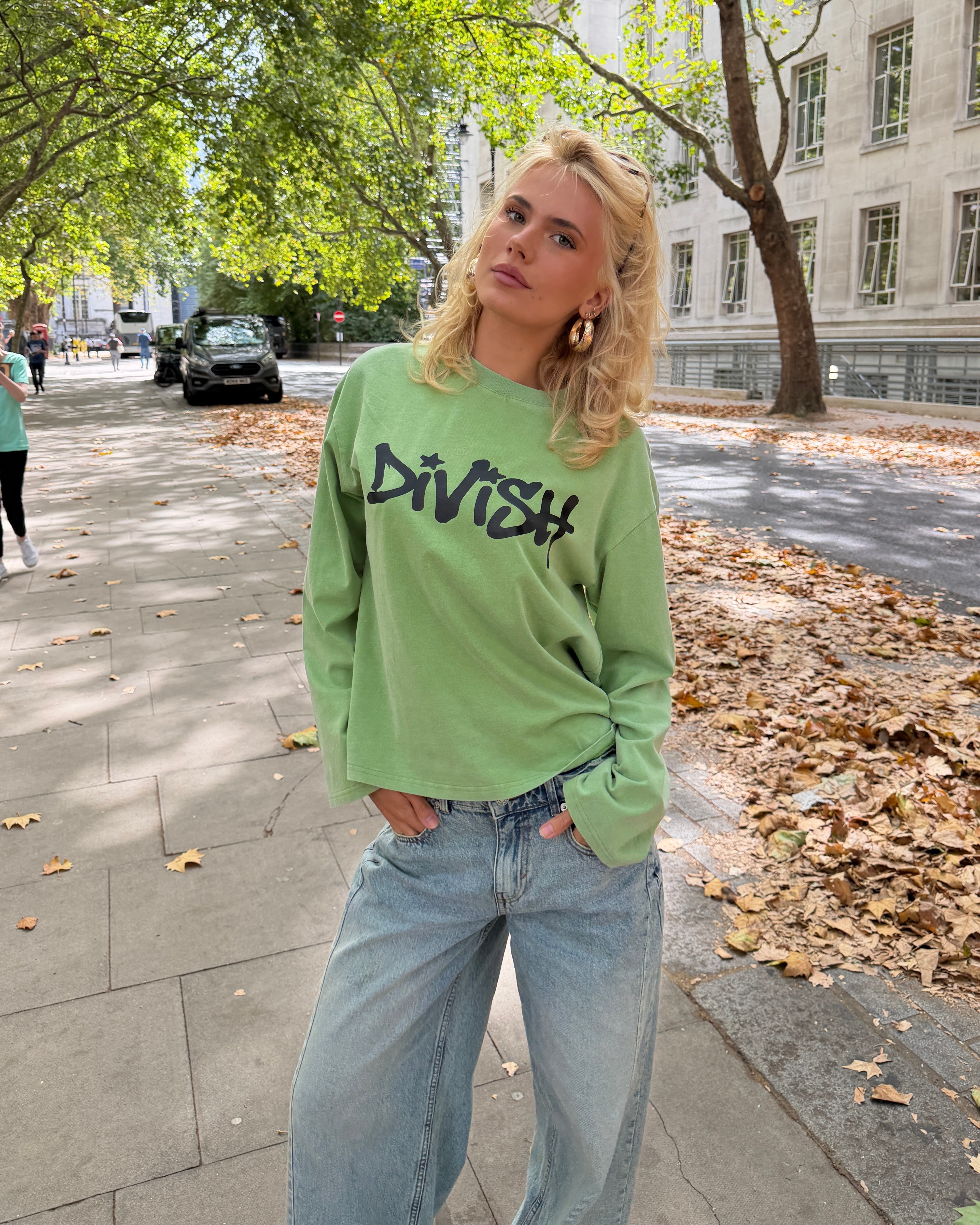 DUA TEE LANGÆRMET - GREEN - Dinvintageshop